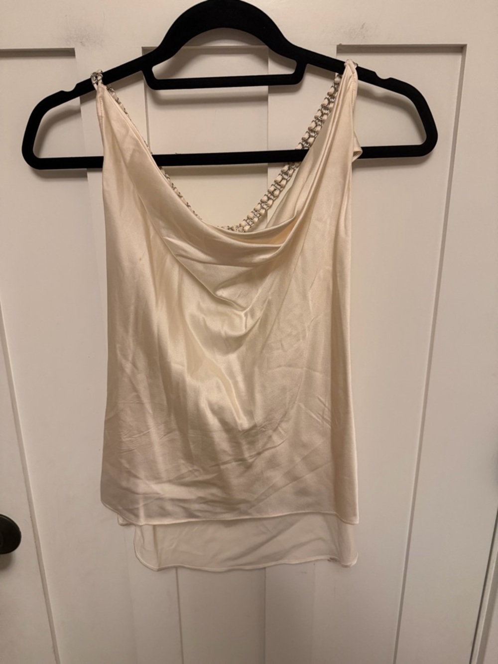 Ramy Brook 100% Silk Cream Backless
Embellished Camisole Blouse Size Large - Picture 2 of 5